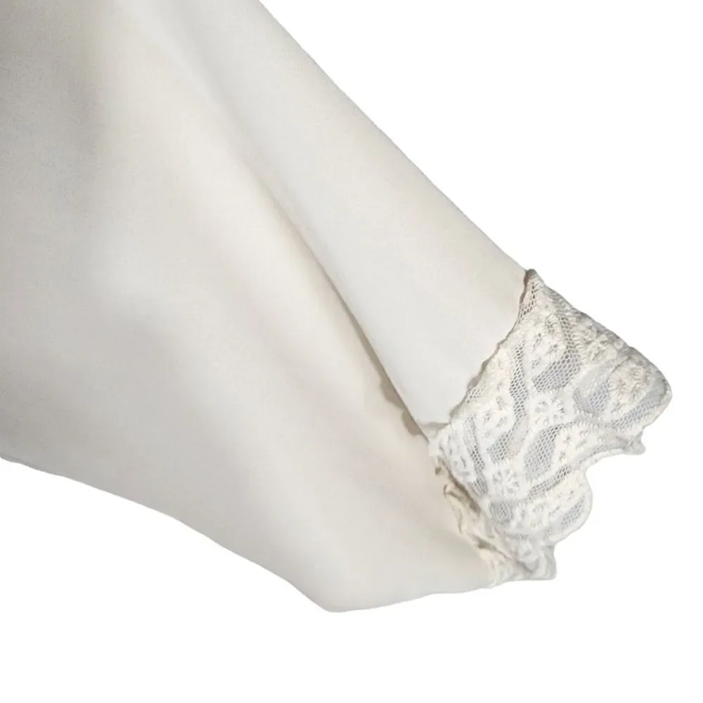ASTR The Label Cream Scalloped Lace Trim Low Back Shift Mini Dress